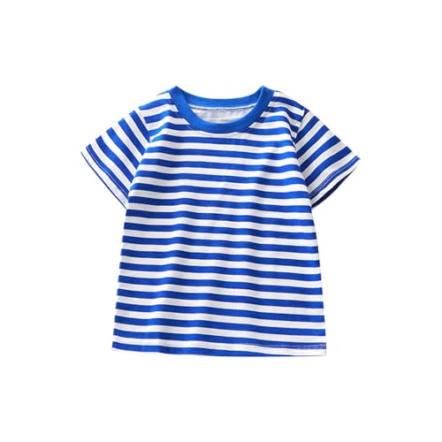 Girls Striped Comfy Cotton T-Shirts Short Sleeve Kids Summer Tops Loose Crewneck Casual Basic Tees for Boys 2-10 Years