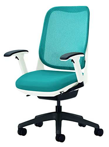 ライオン事務器 オフィスチェア フレキシブルアーム ライド ターコイズブルー 79831