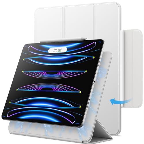JETech Magnetische Hülle für iPad Pro 12,9 Zoll 2022/2021/2020/2018 (6./5./4./3. Generation), Pencil 2. Generation Aufladung, Schutzhülle Auto Wachen/Schlafen (Silber)