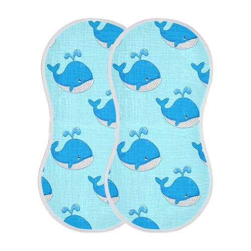 Cartoon Cute Whale Baby Burp Cloths Cotton Washcloths Absorbent Soft Burping Rags for Baby Girl Boys Muslin Burp Cloths 2 Pack2