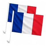 HOMAVEL France Drapeau de Fenêtre de Voiture,30x45cm pour Les Fans de Football,Drapeau d'extérieur,Coupe du Monde,Imperméable,Décoration de Voiture