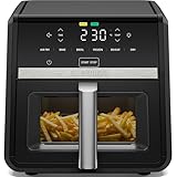 Chefman Air Fryer TurboFry 8.5L, 6-in-1 High-Powered 230°C Cooking for Crispier Chips, Chicken and Onion Rings, XL Windowed Basket, Air Fry, Bake, Broil, Reheat, Dehydrate Defrost – Black
