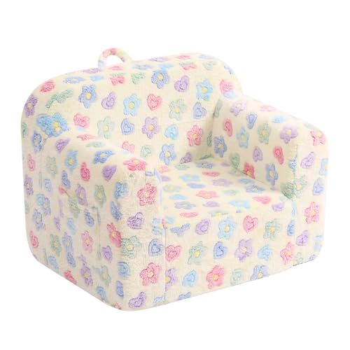 Tiita Kids Sofa, Childrens Couch with Carry Handle, Portable Toddler Foam Sofa Couch, Lightweight Kids Chair for Playroom, Dorm Room, Small Space, Flower