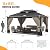 ALAULM 12'x16' Hardtop Gazebo, Outdoor Double Roof Canopy with Netting and Curtains, Galvanized Metal Frame, Sunshade for Patio, Backyard, Deck and Lawns-Sand