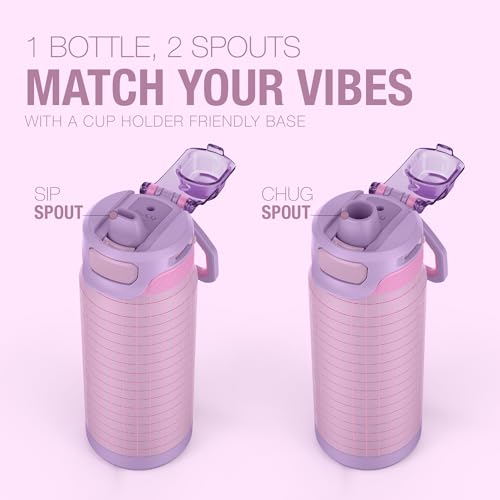 Image of ZULU Powerfill Pro 18oz Kids Stainless Steel Water Bottle with Quick Fill Lid, Triple Wall Vacuum Insulated, Leak Proof Locking Lid, Sip & Chug, Reusable, BPA Free, Dishwasher Safe, Grape Grid
