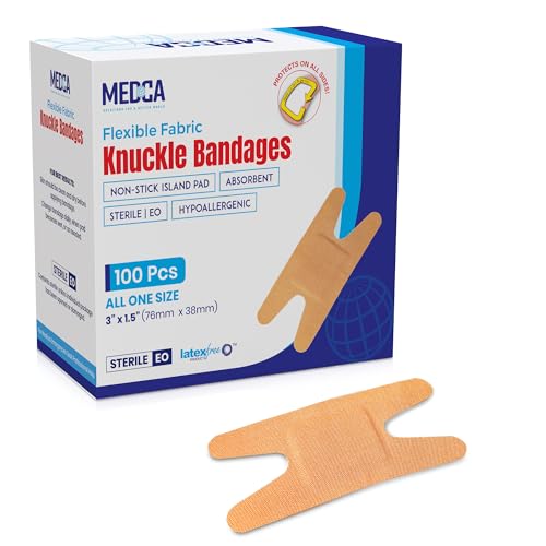 Flex Fabric Knuckle Bandages - Flexible Fabric Adhesive for Finger Care & Wound Protection - 100 Count Box