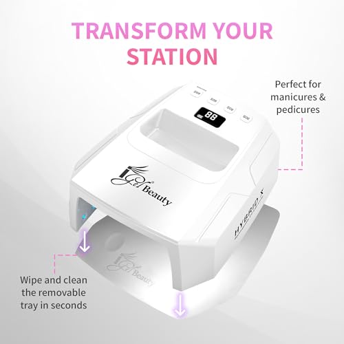 Image of iGel Beauty Hybrid - X Nail Lamp - 48W UV /LED Nail Dryer, Wireless Rechargeable, Smart Timer, Removable Tray, Cordless Gel Nail Lamp for Manicure Pedicure