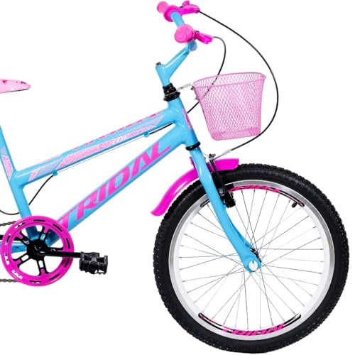 Bicicleta Infantil Aro 20 Tridal Feminina com Roda Lateral (Azul Céu)
