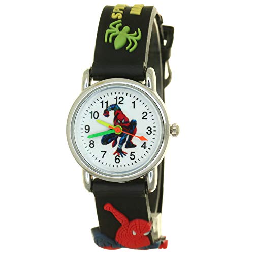 Relógio Infantil Reloginho Analógico Homem Aranha Spiderman Pulseira Borracha 3D Menino Criança Heró