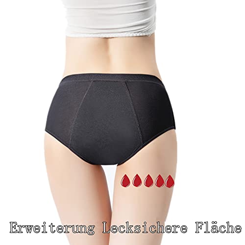 ZVZK Perioden Unterwäsche Starke blutung Damen 30ML Absorption Lecksicher Slip perioden wärmegürtel Slips 3er Pack (M)