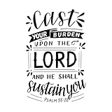 Handschrift mit Bibelvers „Wirf deine Last ab“ Wandaufkleber aus Papier 50.4x78cm Ladendekoration Schwarz