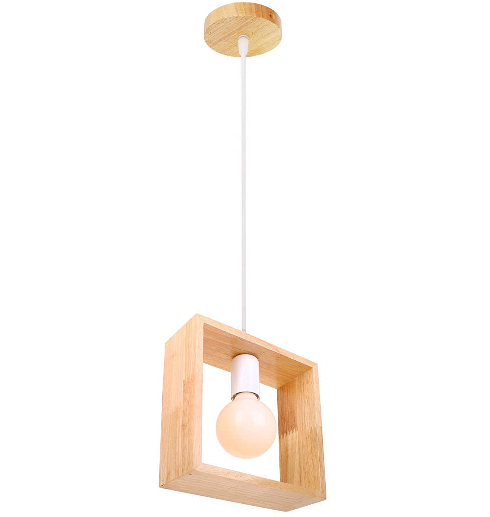 SXECAEPS Modern creative chandelier Modern Nordic Light Creative Wooden Lights Minimalist Droplight Suitable for Living Room Hallways Bedroom Loft Clighting Fixtures/Color/Square