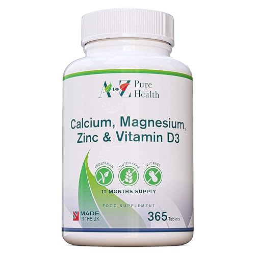 Calcium, Magnesium, Zinc & Vitamin D Supplement | Premium Multi-Vitamin Supplement | 365 Easy to Swallow Tablets (1 Year Supply) | Multimineral with Calcium Immune Booster |Osteo Supplements