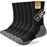 Niorasen 6 Pairs Mens Socks, Cushioned Breathable Sports Socks Outdoor Multipack, Comfortable Crew Cotton Athletic sock for Work Walking Hiking Running, Black 6-8