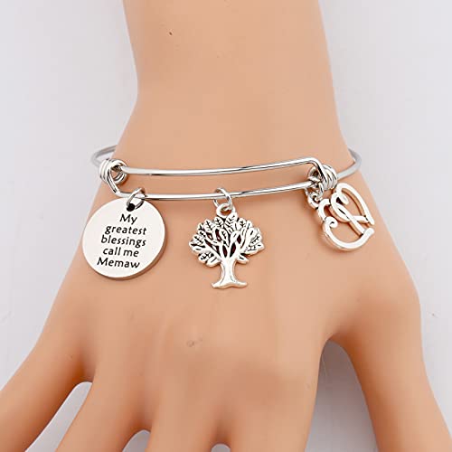Image of BAUNA Grandma Gifts My Greatest Blessings Call Me Memaw Bracelet with Family Tree Charm Memaw Birthday Gift for Her