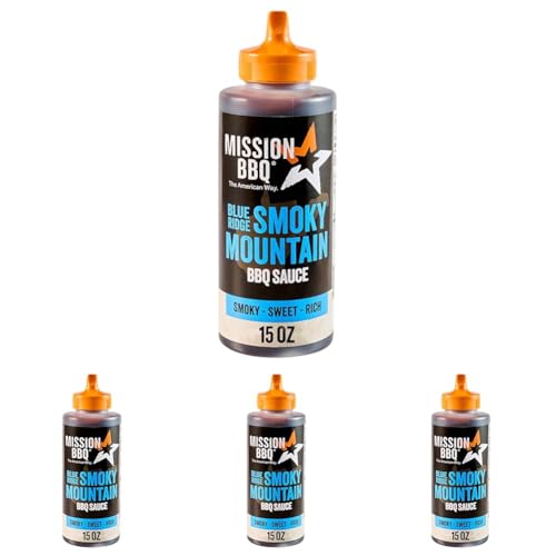 Image of MISSION BBQ BBQ Sauce, Blue Ridge Smoky Mountain, A Rich Barbecue Sauce That Is Perfect For Adding A Smoky, Sweet Flavor to Chicken, Pulled Pork and Seafood, 15 oz (Pack of 4)