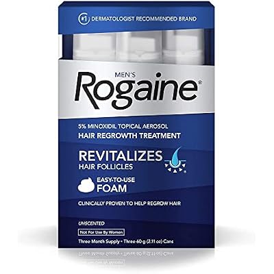 Men's Rogaine 5% Minoxidil Foam for Hair Loss and Hair Regrowth, Topical Treatment for Thinning Hair, 3-Month Supply
