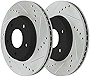 AutoShack PR41586LR Front Drilled Slotted Brake Rotors Black Pair of 2 Driver and Passenger Side Replacement for Hyundai Veloster Kona Venue Elantra Coupe Elantra GT Kia Soul Seltos Forte5 Forte Koup