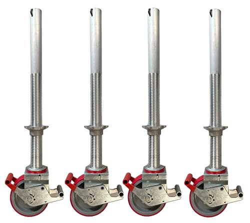 Adjustable Legs & 150mm Castors for Industrial Alloy Scaffold Tower - Set of 4