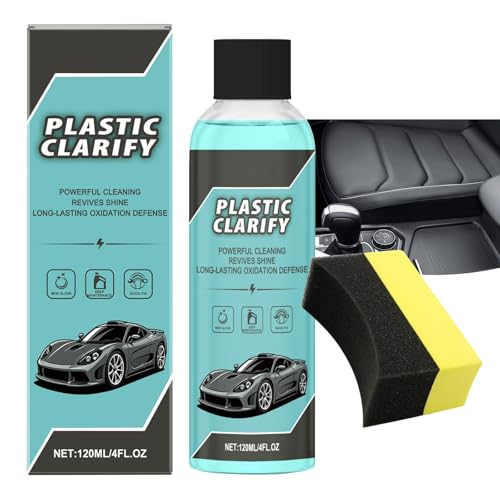 Limpiador y Acondicionador de Plásticos para Interiores de Coches, Multiusos, Eficaz, 120ml Antiamarilleo, Restaurador de Caucho y Cuero, No Graso(1 Bottle)