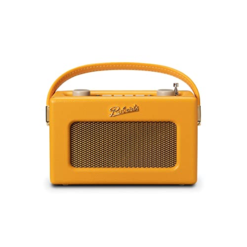 Roberts Radio Revival Uno BT - Kompaktowe przenośne radio z Dab-FM, Bluetooth, Vintage Design, Streaming, wejście pomocnicze, wyjście słuchawkowe, alarmy, 2 lata gwarancji - Żółte słońce