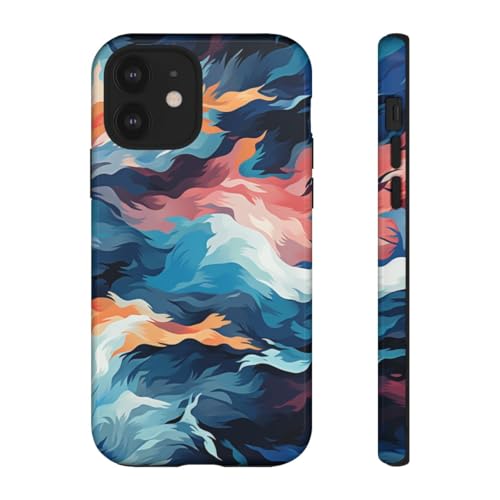 Coque rigide vagues fluides multicolores abstraites iPhone 12 chic