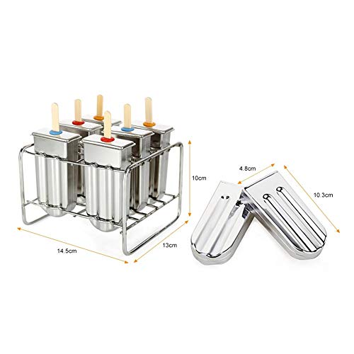 VIFERR Edelstahl Eislutscher Formen, 6 Stück Eisform EIS am Stiel Edelstahl Eiscreme Formen Popsicle-Form DIY EIS Pop Maker mit Stockhalter – Bild 5