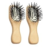 PENIKOKO 2 Stück Mini Luftkissen Haarbürste mit Natürlichem Holzgriff Antistatische Paddle...
