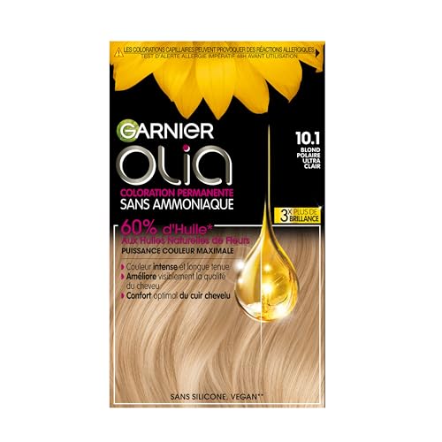 Garnier Olia permanente Haarfarbe, ohne Ammoniak mit natürlichen Blütenölen, Polarblond Ultra hell (10,1)
