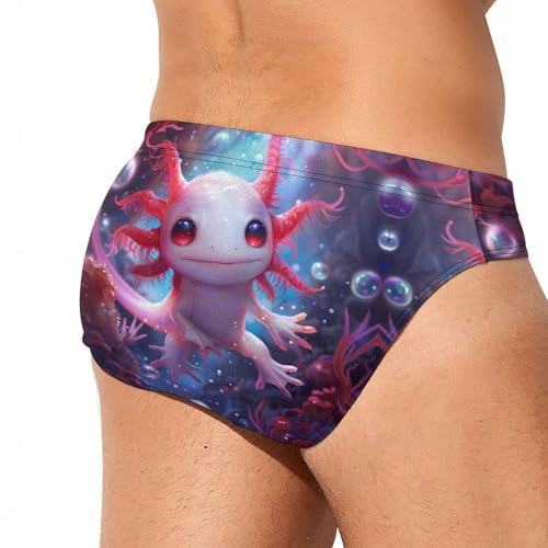 Cute Axolotl Under Sea Mens Swim Briefs Quick Dry Swimming Trunks Training Swimsuit Low Rise Swimwear3