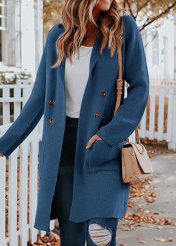 KIRUNDO Cardigan Sweaters for Women 2026 Fall Open Front Knit Sweater Jackets Business Casual Long Coatigan Winter Clothing(Dark Blue, Medium) — view 3