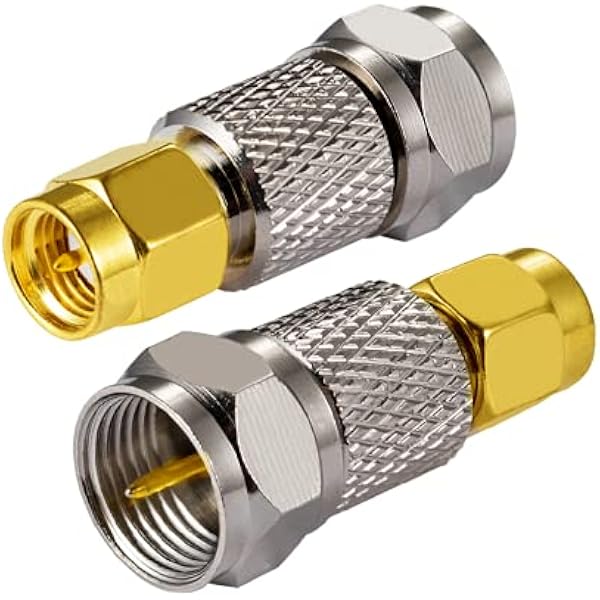 Vecys SMA Adapter Złącze SMA Męskie do F Męskie Złącze Kablowe Koaksjalne Prosty Adapter do Radia FM Antena DAB WIFI CATV Antena Telewizyjna Sieci Antenowe Modemy (2 szt.)