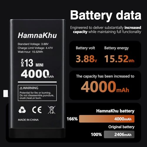 Batterie iPhone 13 Mini haute capacité 4000 mAh de qualité supérieure - 2