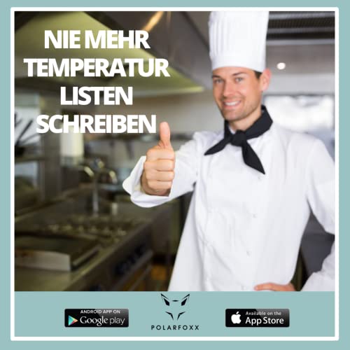 GFOXX Bluetooth Datenlogger Thermometer - 380 Tage Laufzeit, -25°C bis +70°C - Automatische HACCP-Temperaturlisten - Digitale Dokumentation per kostenloser App - 24/7 Überwachung mit Alarmfunktion