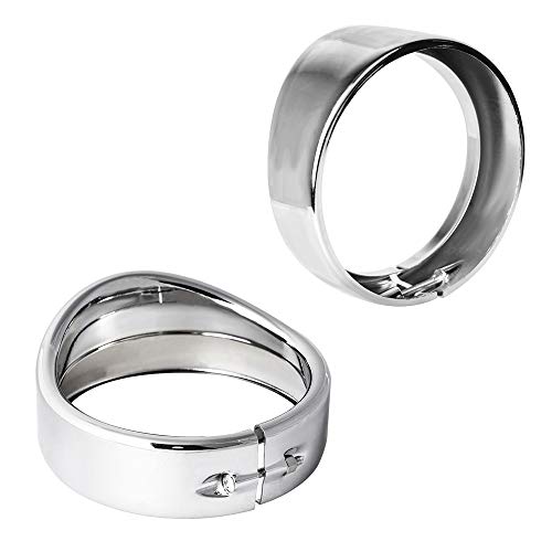 Image of NTHREEAUTO 4.5 inch Motorcycle Passing Lights Trim Rings, Chrome Fog Lamp Visor Bezel Compatible with 1962-later Harley Touring Road King Softail Street Glide Sportster Electra Glide