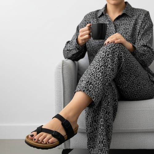 Image of CUSHIONAIRE Women's Luna Cork Footbed Sandal With +Comfort