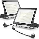 Projecteur LED 150W 16500LM 6500K, IP66 Étanche Extérieur, 160° Grand Angle, CRI 80 90, Aluminium Moulé sous Pression, Verre Trempé, Valve de Pression – Pour Jardin, Garage, Chantier, Terrasse(2 PACK)
