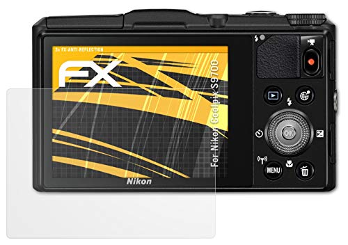 atFoliX Screen Protector compatible with Nikon Coolpix S9700 Screen Protection Film, anti-reflective and shock-absorbing FX Protector Film (3X)
