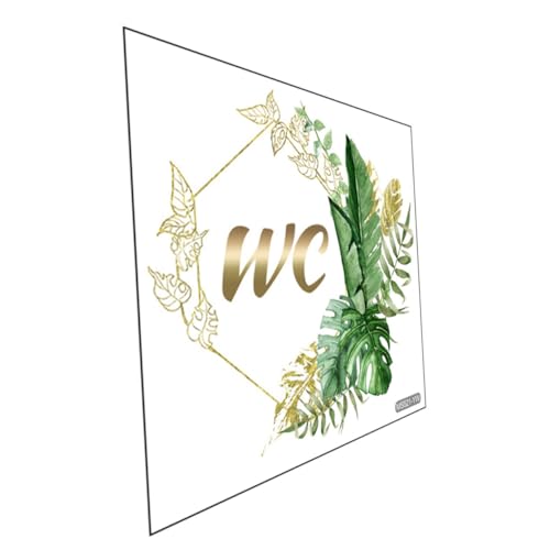 Veemoon Adesivo da Parete per Wc con Design Pianta Verde Autoadesivo Rimovibile per Decorazione Bagno Segnale Wc per Hotel Negozi e Ristoranti