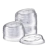 Comfy Package [100 Count] Crystal Clear Strawless PET Plastic Lids for 12, 16, 20 & 24 oz. Milkshake Cups