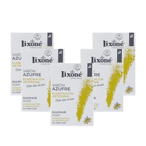 LIXONÉ - Jabón de Azufre Artesanal 5 Unidades | Exfoliante para la Piel | Jabón Anti Acné | Regulador Sebáceo | de Azufre Puro | para Puntos Negros