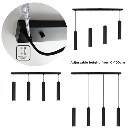 Lámpara lineal para comedor con cables regulables que solucionan techos altos 4