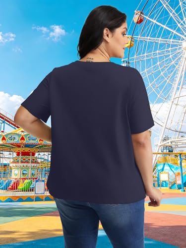 Image of NANYUAYA Plus Size Magic Shirts for Women Castle Kingdom Graphic Magical T Shirt Cute Holiday Princess Tee Vacation Tops