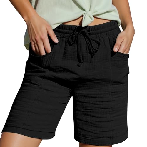 Short pour femme pantalon d'été décontracté coupe large jambe droite haute