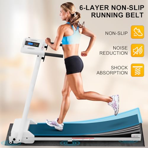 Image of Treadmill with Handle Bar, 3 in 1 Portable Walking Pad Treadmills, 3.0HP Quiet Desk Electric Treadmills for Home Office, Compact Jogging Running Machine with LED Display, 330LBS Capacity