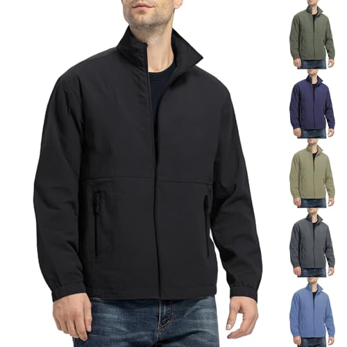 Chubasquero para hombre, impermeable, transpirable, ligero, chaqueta softshell para hombre, sin capucha, chaqueta de entretiempo, deportiva, elegante, chaqueta de senderismo, tallas grandes