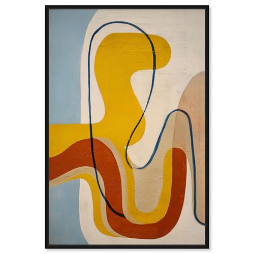Mustard Flow II Framed Canvas Print Modern Wall Decor by Art Remedy, Black Frame, 36 x 54