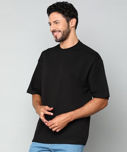 Image of Alan Jones Clothing Men's Oversized Solid T-Shirt | Premium Heavy Fabric | Crew Neck Casual Wear