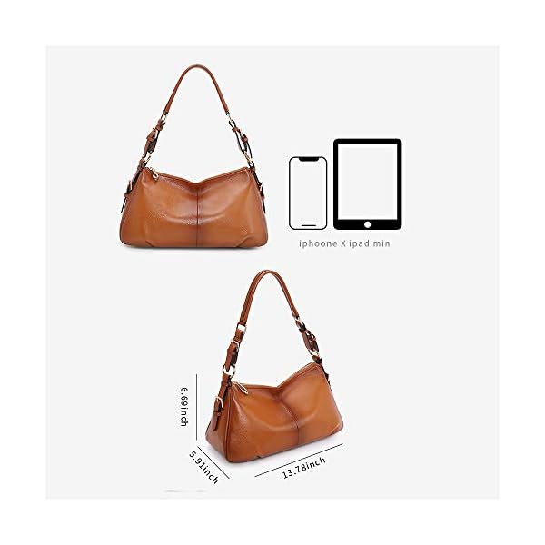 Kattee Soft Leather Hobo Handbags for Women, Genuine Top Handle Vintage Shoulder Purses (Brown)