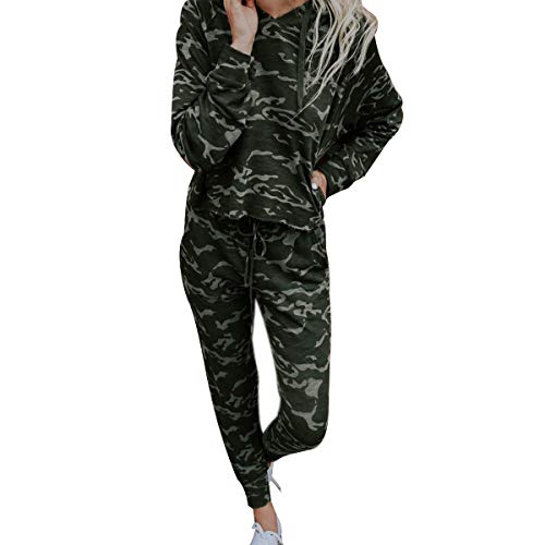 N/AA Vêtements décontractés pour femme, vert armée à manches longues, haut à capuche + pantalon crayon à nouer pour femme - Vert - S Cover